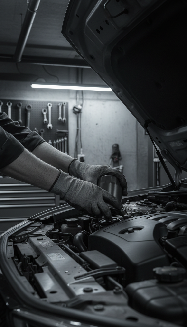 Graphite Black Oil Filter in use