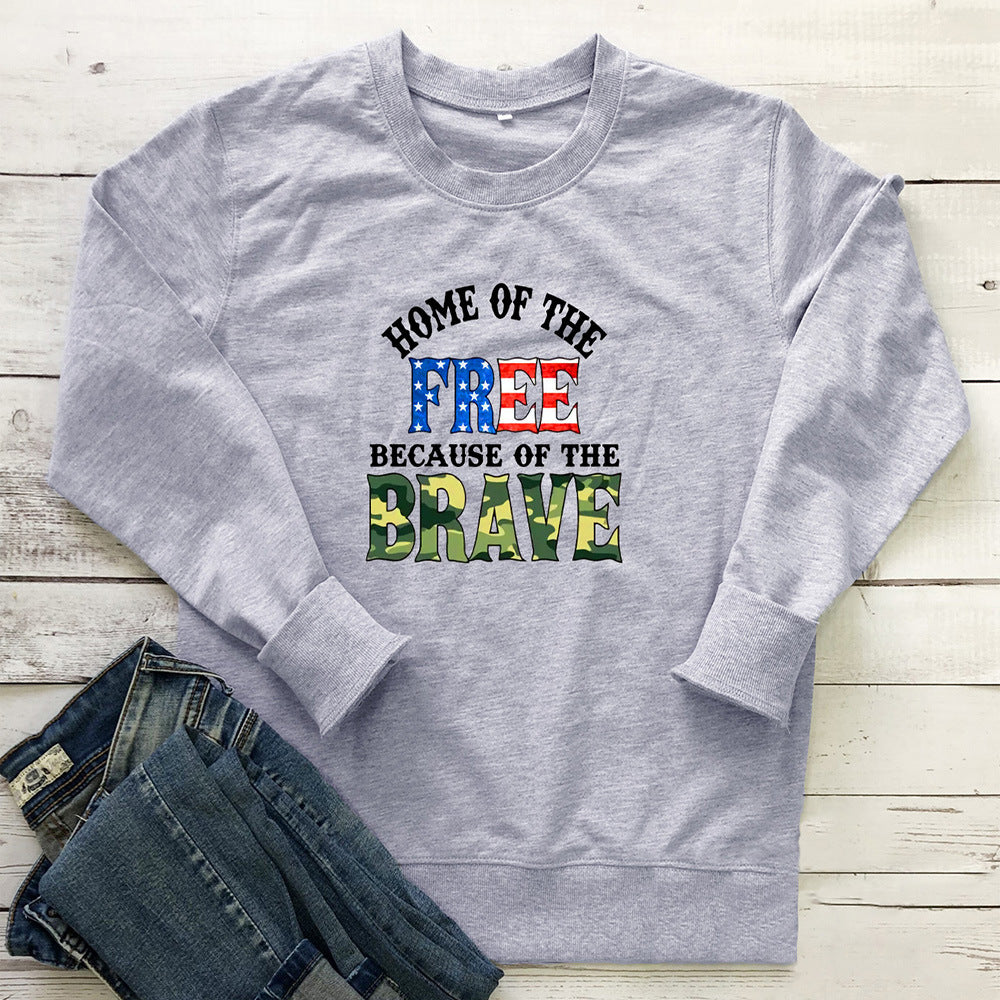 FREE BRAVE letter colored printed hoodie