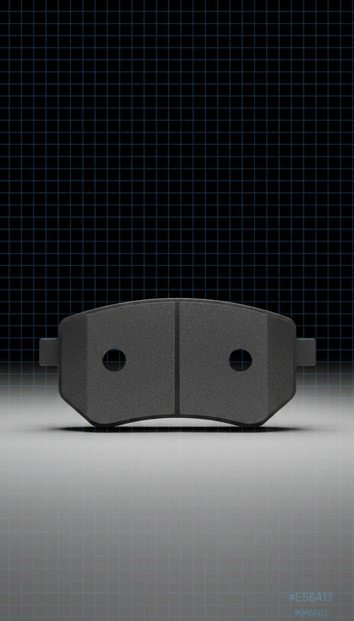 Ceramic composite brake pad, Default angle is a precise 3/4 front perspective that reveals both profile and depth, echoing...