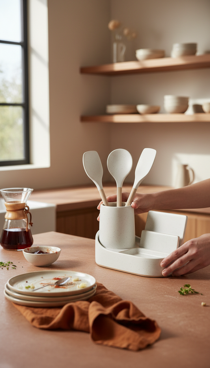 Ceramic Kitchen Organizer in use