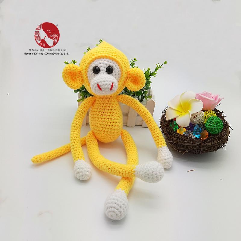 Creative Spider Monkey Plush Toy - Handmade Crochet Knitted Yarn Doll