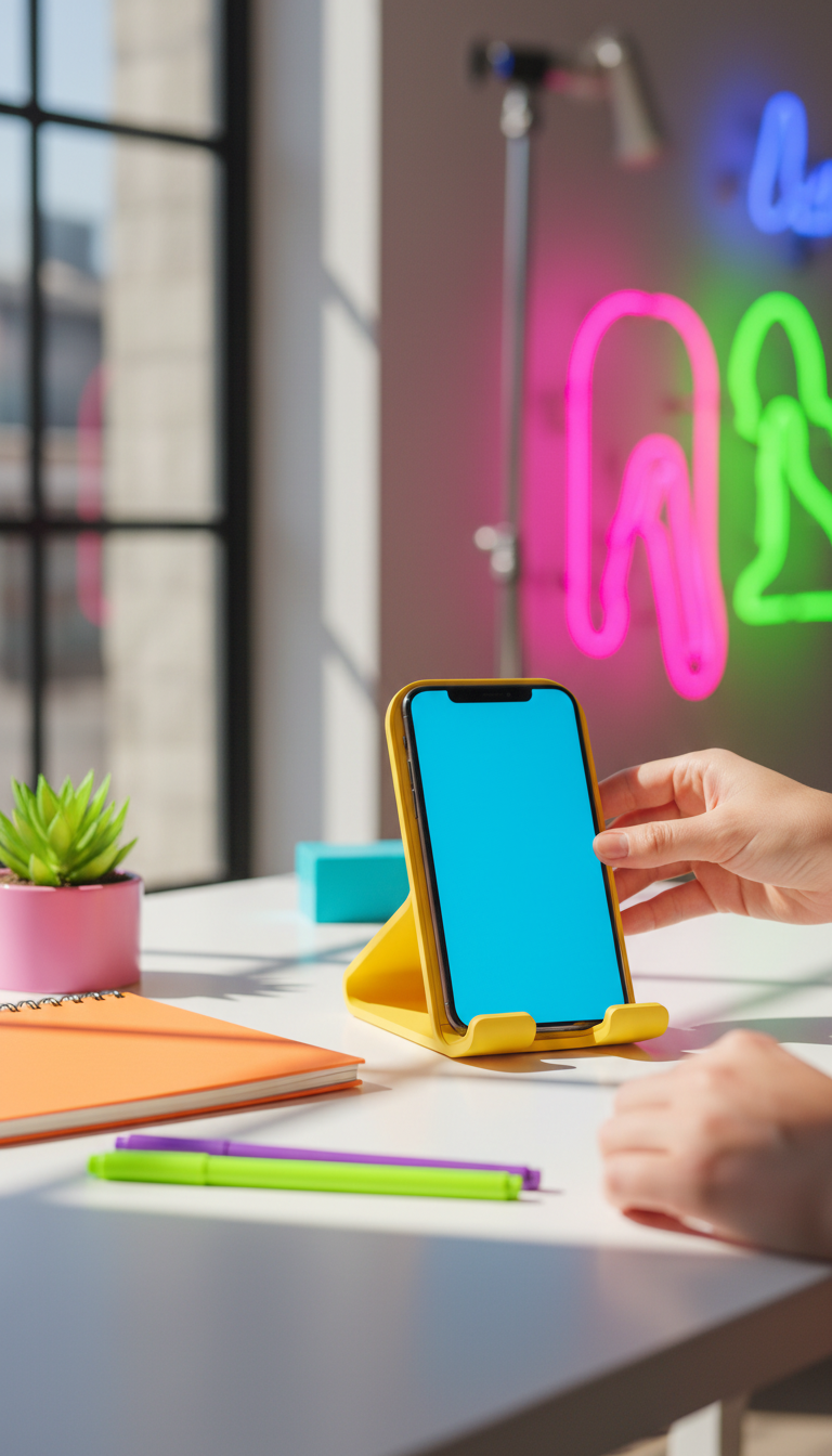 Sunshine Yellow Phone Stand in use