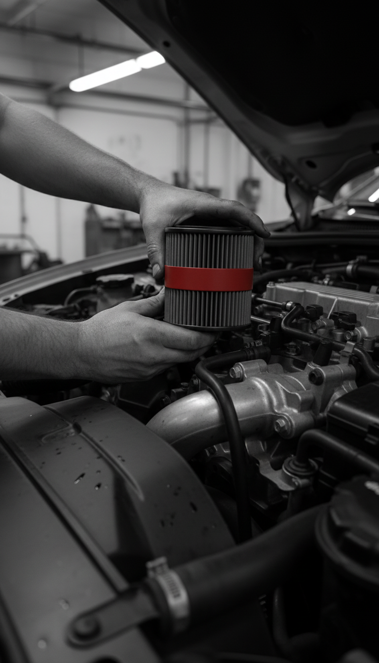 Engine Oil Filter in use