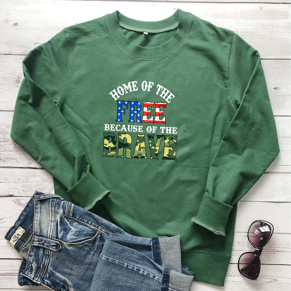 FREE BRAVE letter colored printed hoodie