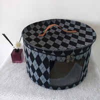 Large Circular Foldable Felt Hat Storage Box with Zipper – Dustproof Travel Cap Organizer, Wardrobe Hat Holder