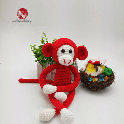 Creative Spider Monkey Plush Toy - Handmade Crochet Knitted Yarn Doll