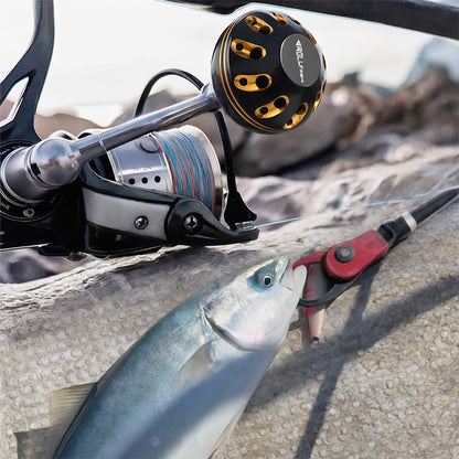 CNC Aluminum Fishing Reel Handle Knob, Ergonomic Metal Crank Grip DIY Modification Part for Spinning & Baitcasting Reels