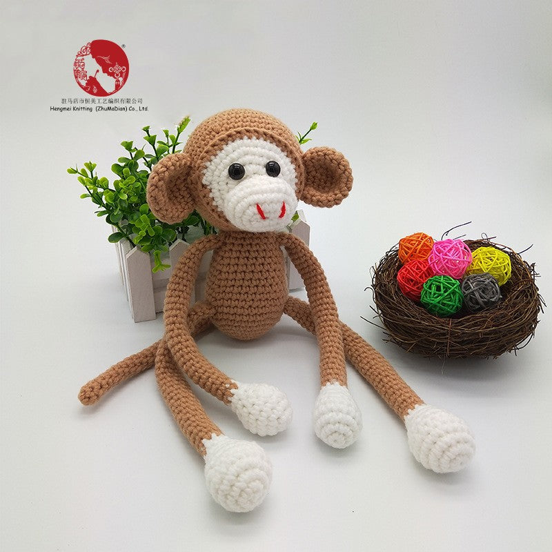 Creative Spider Monkey Plush Toy - Handmade Crochet Knitted Yarn Doll