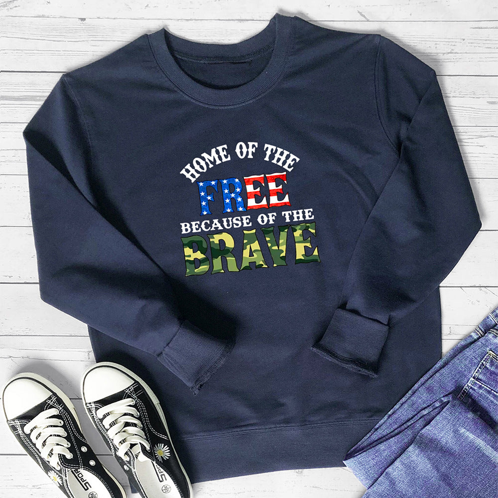 FREE BRAVE letter colored printed hoodie