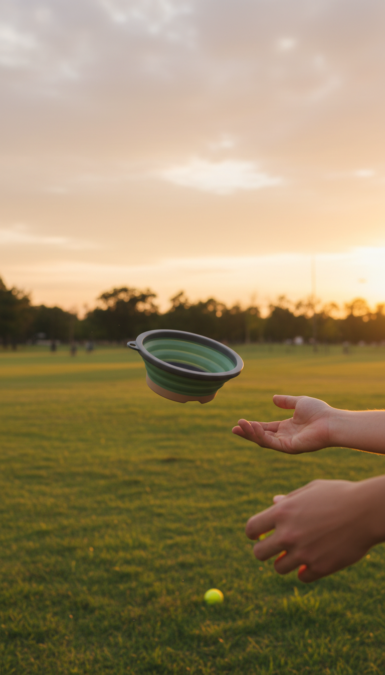 Collapsible Silicone Travel Bowl in use