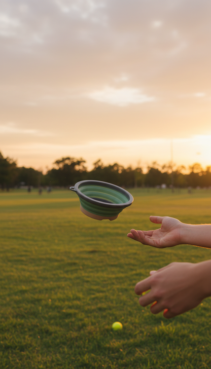 Collapsible Silicone Travel Bowl in use